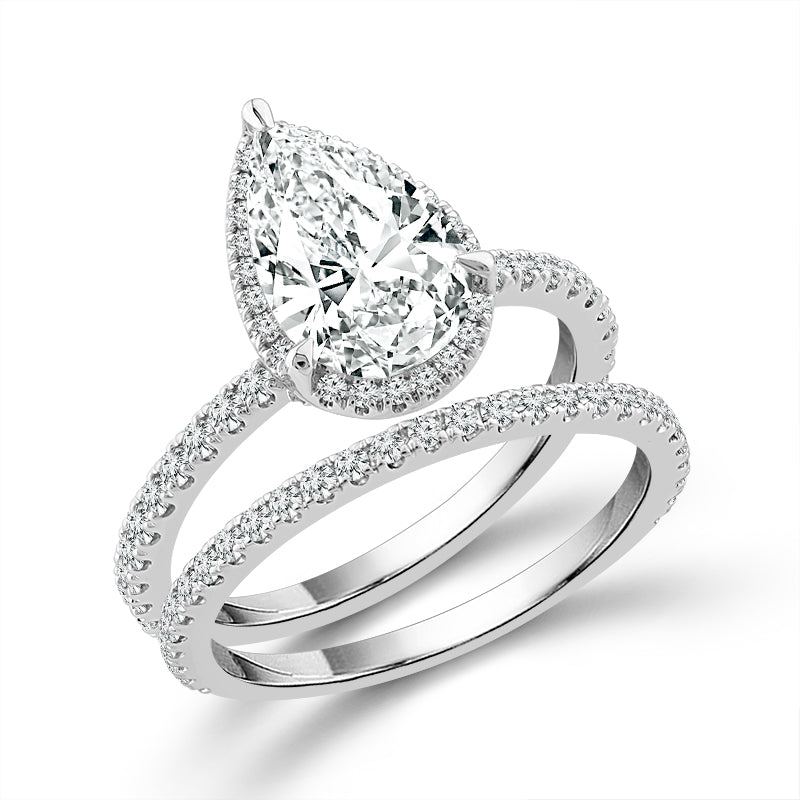 Diamond Bridal Set 0.75 Ct tw PE 14k White Gold