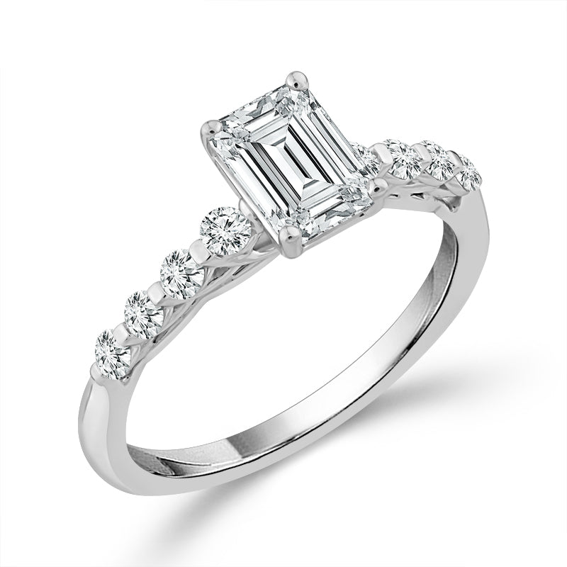Diamond Bridal Set 1 Ct Center EM 14k White Gold