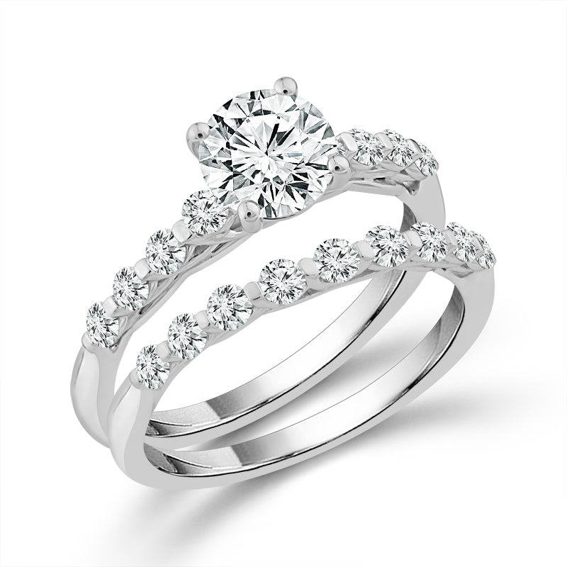 Diamond Bridal Set 1 Ct Center RD 14k White Gold