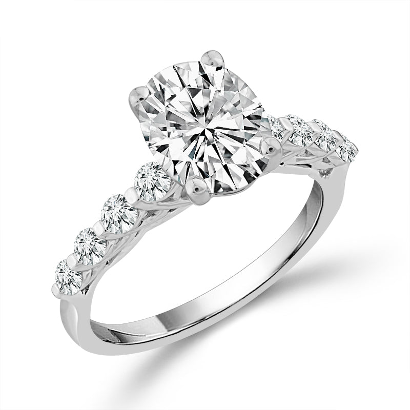 Diamond Bridal Set 1 1/2 Ct Center OV 14k White Gold