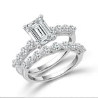 Diamond Bridal Set 1 1/2 Ct Center EM 14k White Gold