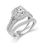 Diamond Bridal Set 3/4 Ct Center RD 14k White Gold