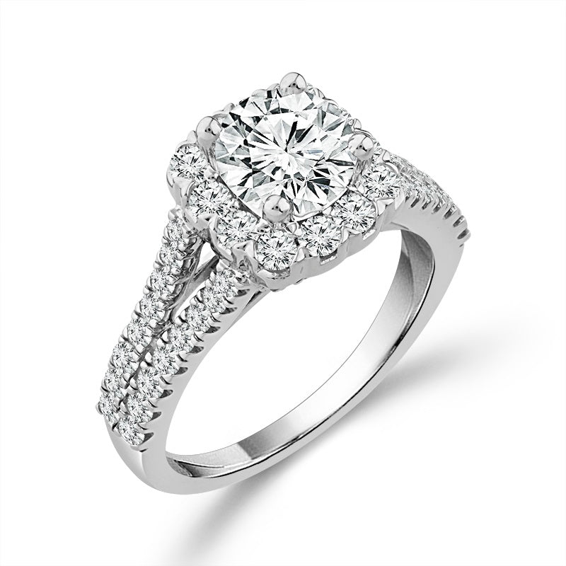 Diamond Bridal Set 3/4 Ct Center RD 14k White Gold