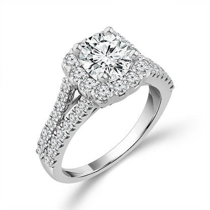 Diamond Bridal Set 3/4 Ct Center RD 14k White Gold