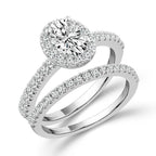 Diamond Bridal Set 3/4 Ct Center OV 14k White Gold