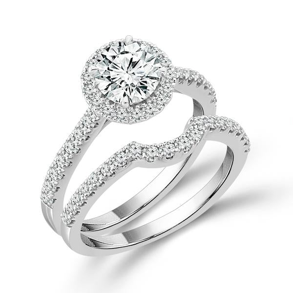Diamond Bridal Set 1 Ct Center RD 14k White Gold