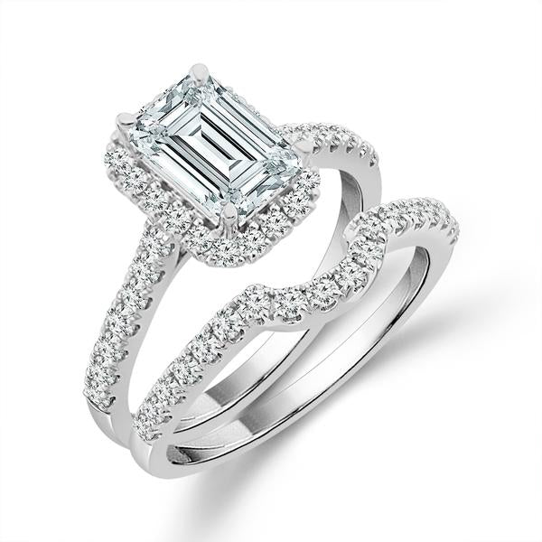Diamond Bridal Set 1 Ct Center EM 14k White Gold