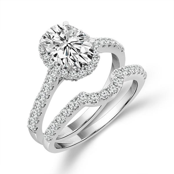 Diamond Bridal Set 1 Ct Center OV 14k White Gold
