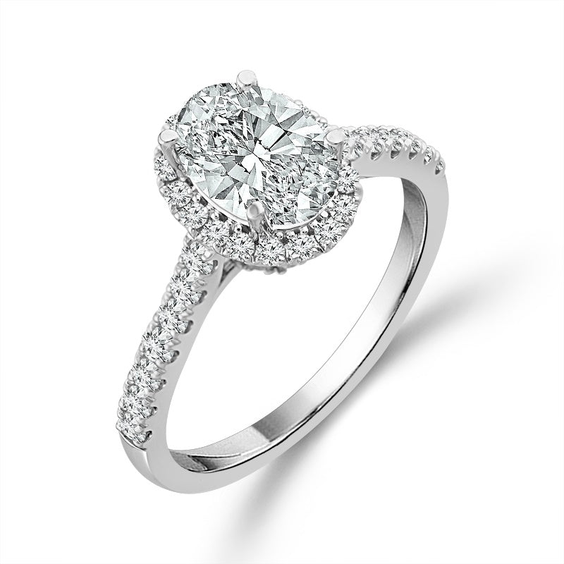 Diamond Bridal Set 1 Ct Center OV 14k White Gold