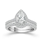 Diamond Bridal Set 1 Ct Center PE 14k White Gold