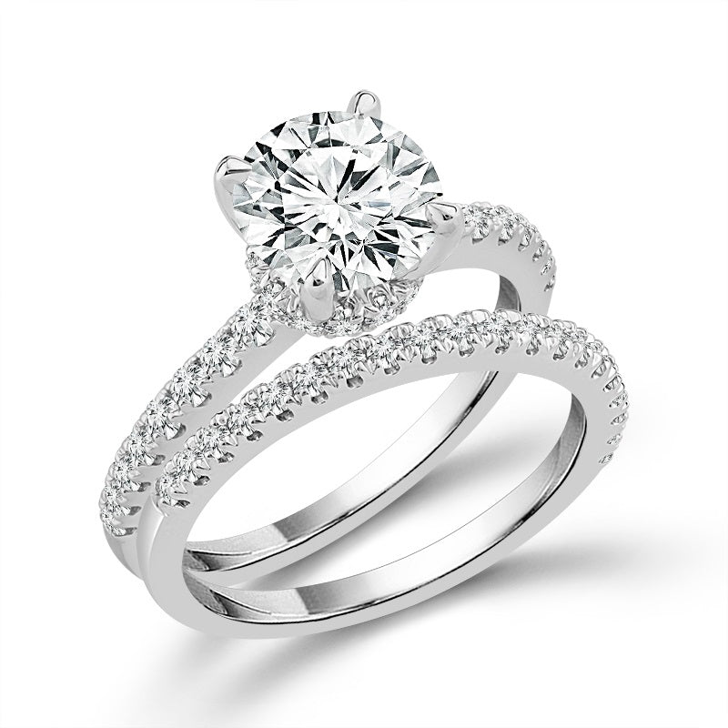 Diamond Bridal Set 1 1/2 Ct Center RD 14k White Gold
