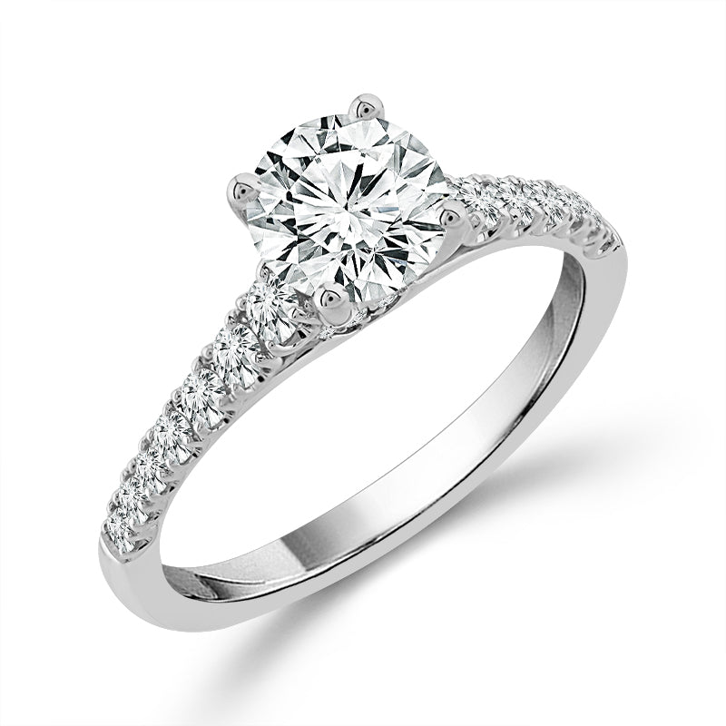 Lab Grown Diamond  14KW 1CT Engagement RING W/ 3/4CT Round Diamond