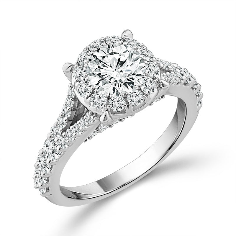 Diamond Engagement Ring 2 Ct tw Round 14k White Gold