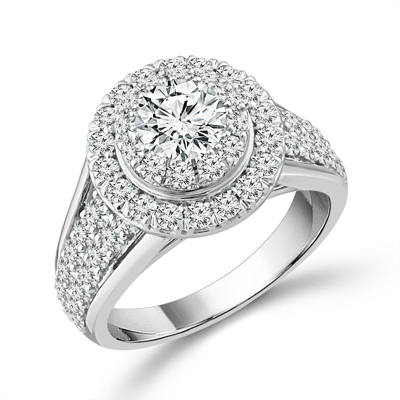 Diamond Engagement Ring 2 Ct tw Round 14k White Gold