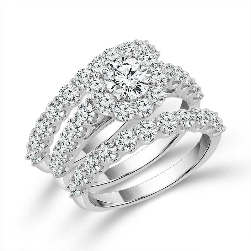 Diamond Bridal Set 3 Ct tw  14k White Gold
