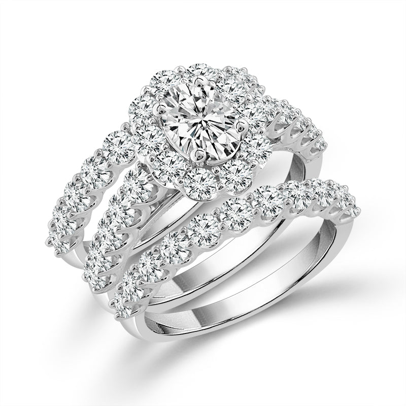 Diamond Bridal Set 3 Ct tw  14k White Gold