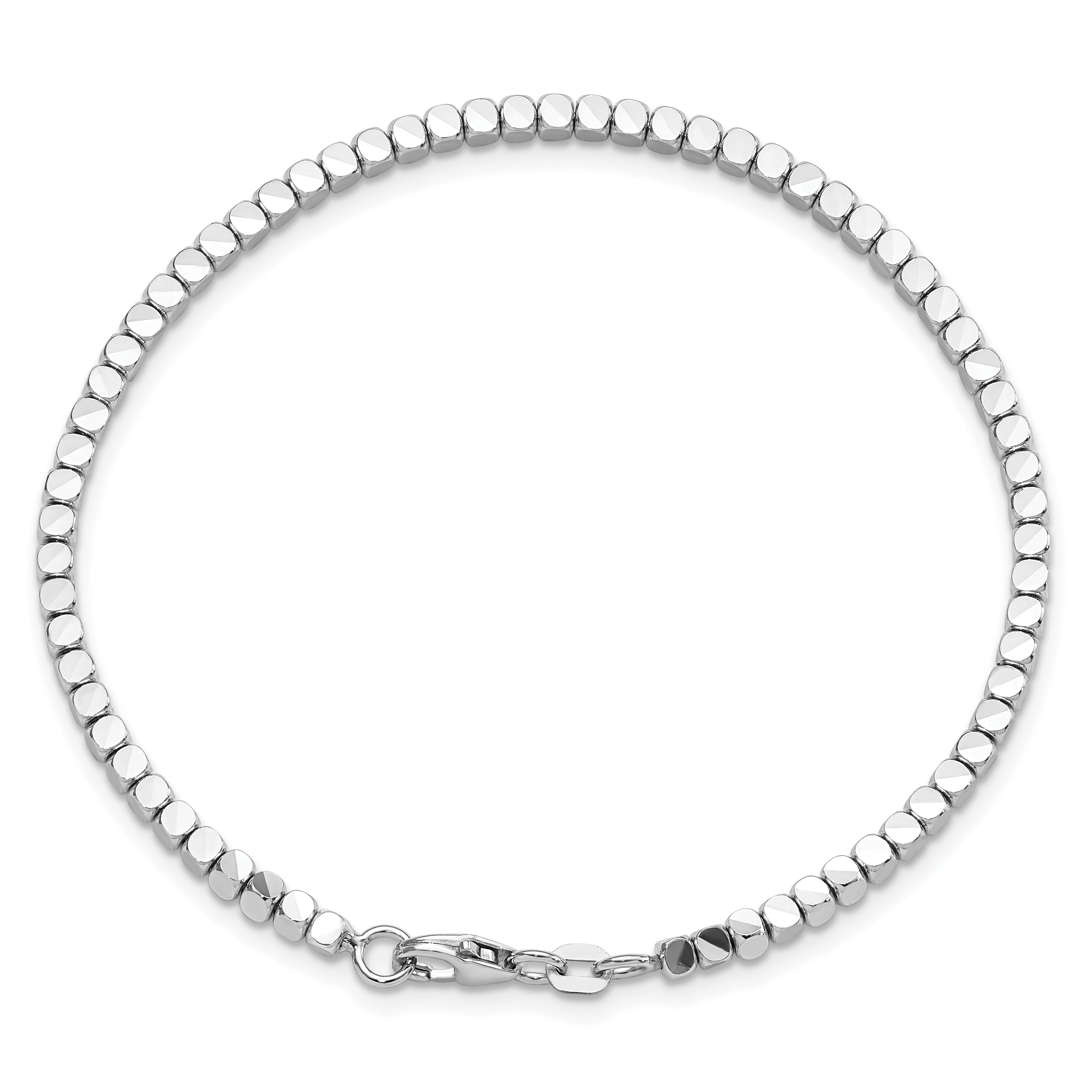 14K White Gold Beaded Bracelet