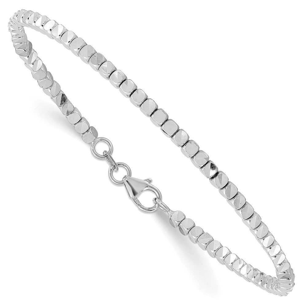 14K White Gold Beaded Bracelet