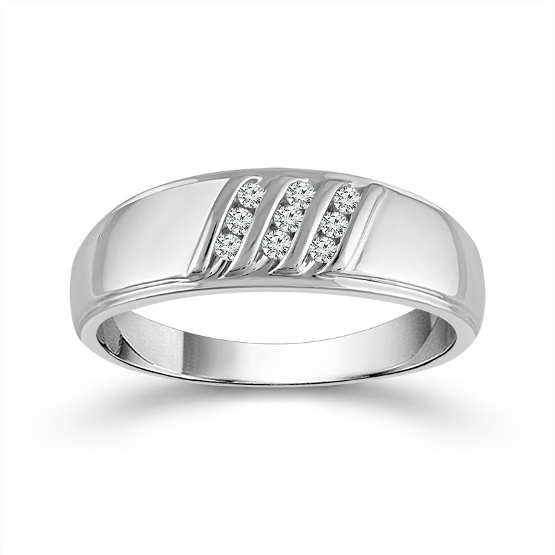 Diamond Mens Rings 0.1 Ct tw  10k White Gold