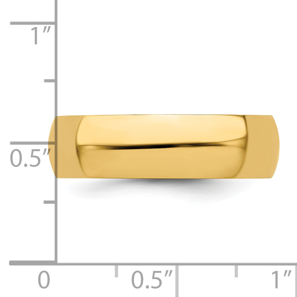 14k 6mm Half-Round Wedding Band
