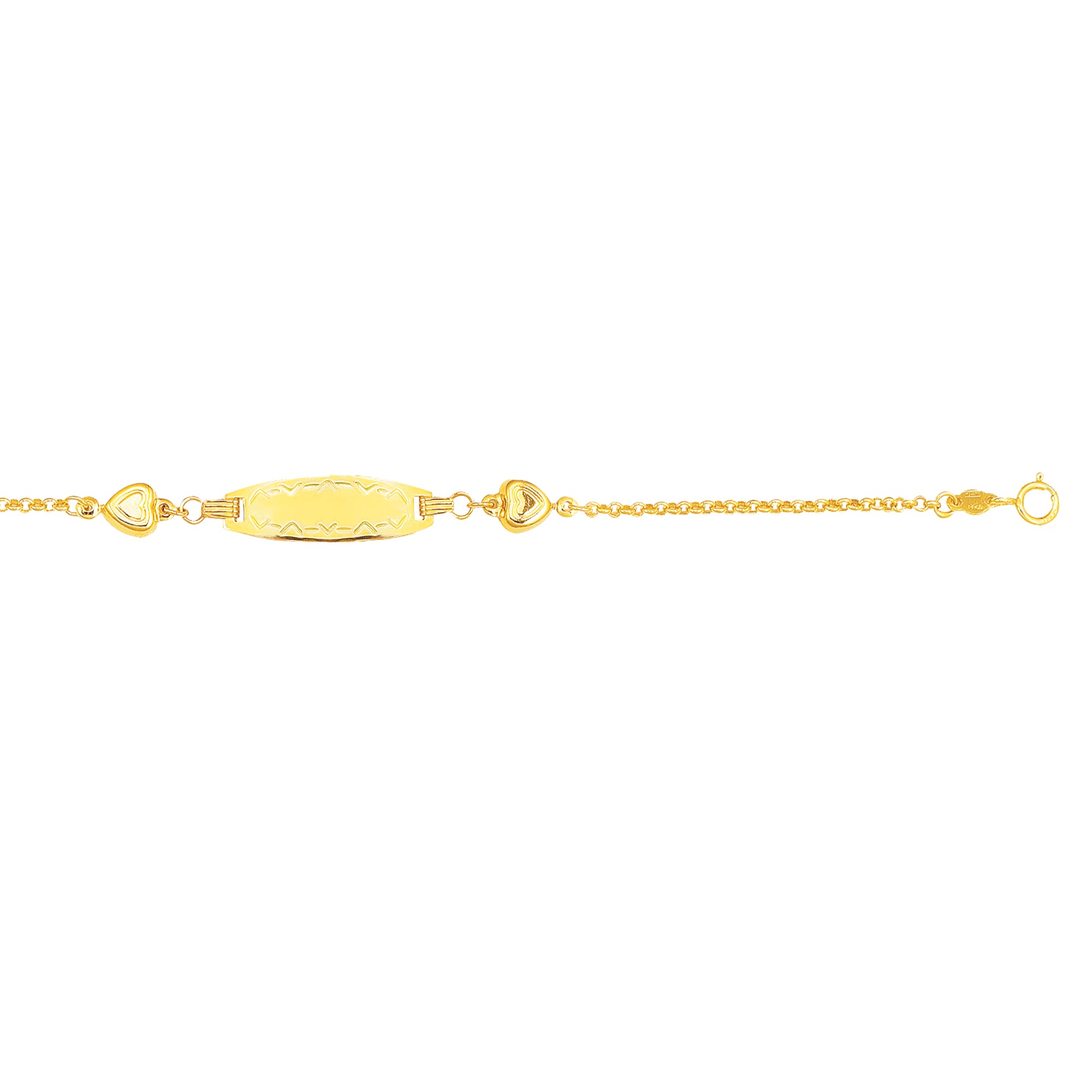 14K Gold Children's Puffed Heart Station Bracelet