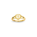 14K Diamond-Cut Childs Heart & Cross Ring