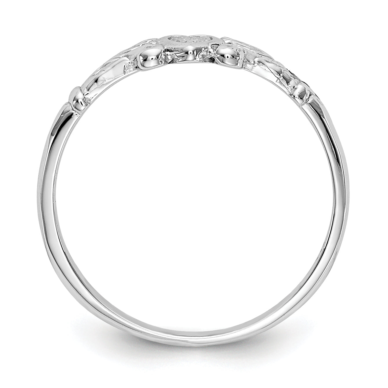 14K White Gold Textured Mini Heart Baby Ring