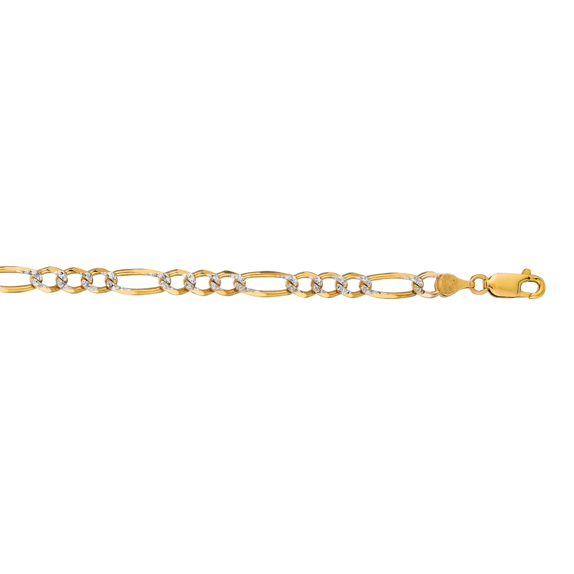 14K Gold 4.75mm White Pave Figaro Chain