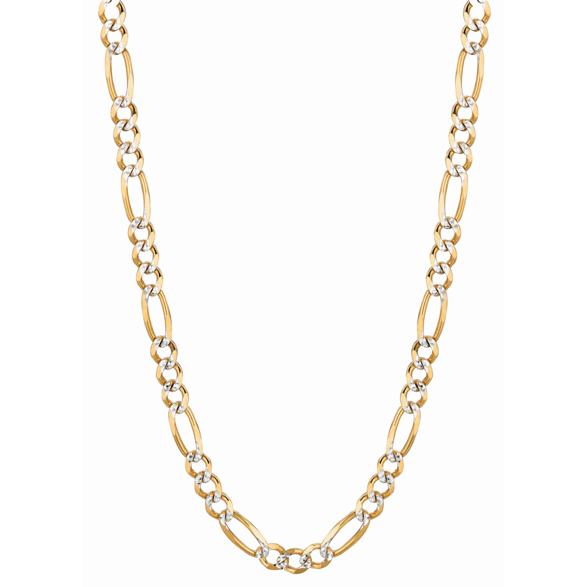 14K Gold 5.8mm White Pave Figaro Chain