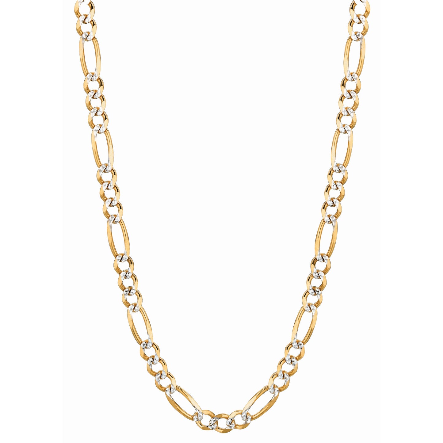 14K Gold 5.8mm White Pave Figaro Chain