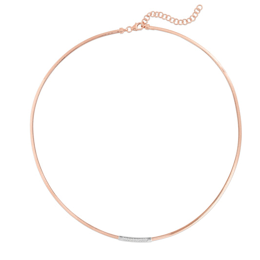 14K Gold Skinny Omega Diamond Bar Necklace