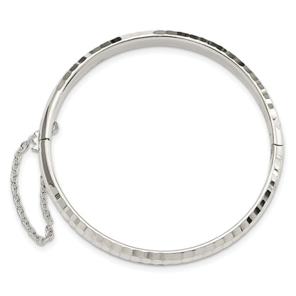 Sterling Silver Polished and D/C 5.00mm Hinged Kids Bangle