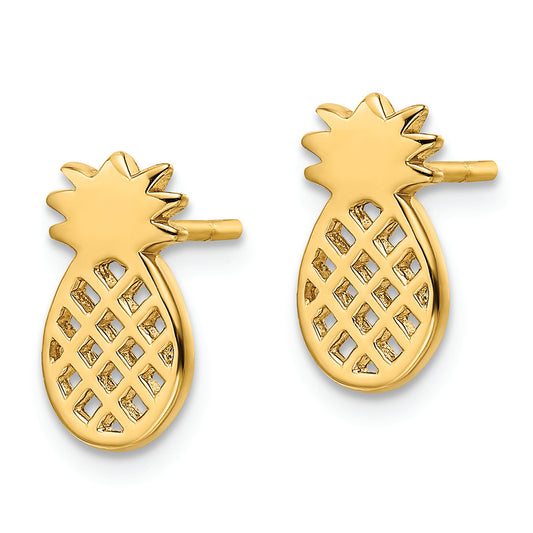 Sterling Silver Gold-plated Pineapple Post Earrings