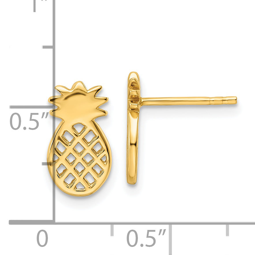 Sterling Silver Gold-plated Pineapple Post Earrings