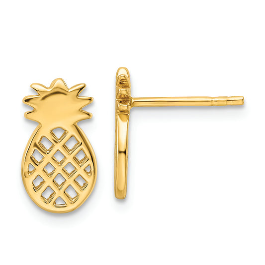 Sterling Silver Gold-plated Pineapple Post Earrings