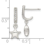Sterling Silver Kids Puffed Star CZ J-Hoop Post Earrings
