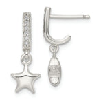 Sterling Silver Kids Puffed Star CZ J-Hoop Post Earrings