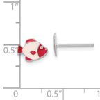 Sterling Silver RH-plated Pink Enamel Kids Fish Post Earrings