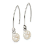 Sterling Silver Polished Glass Pearl Dangle Earrings