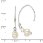 Sterling Silver Polished Glass Pearl Dangle Earrings