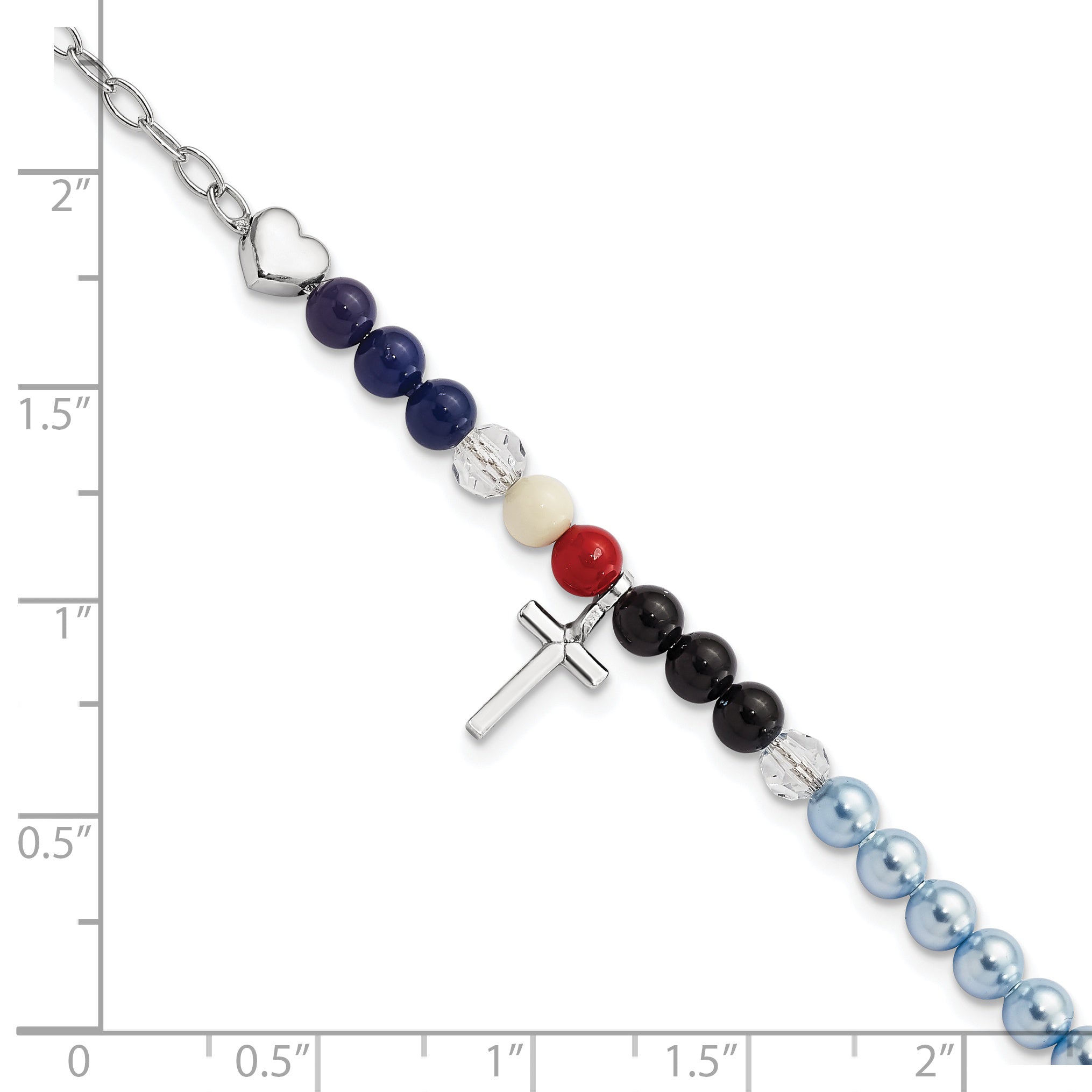 Sterling Silver Jesus' Story Multi Glass Pearl Onyx Agate Crystals Cross 6i