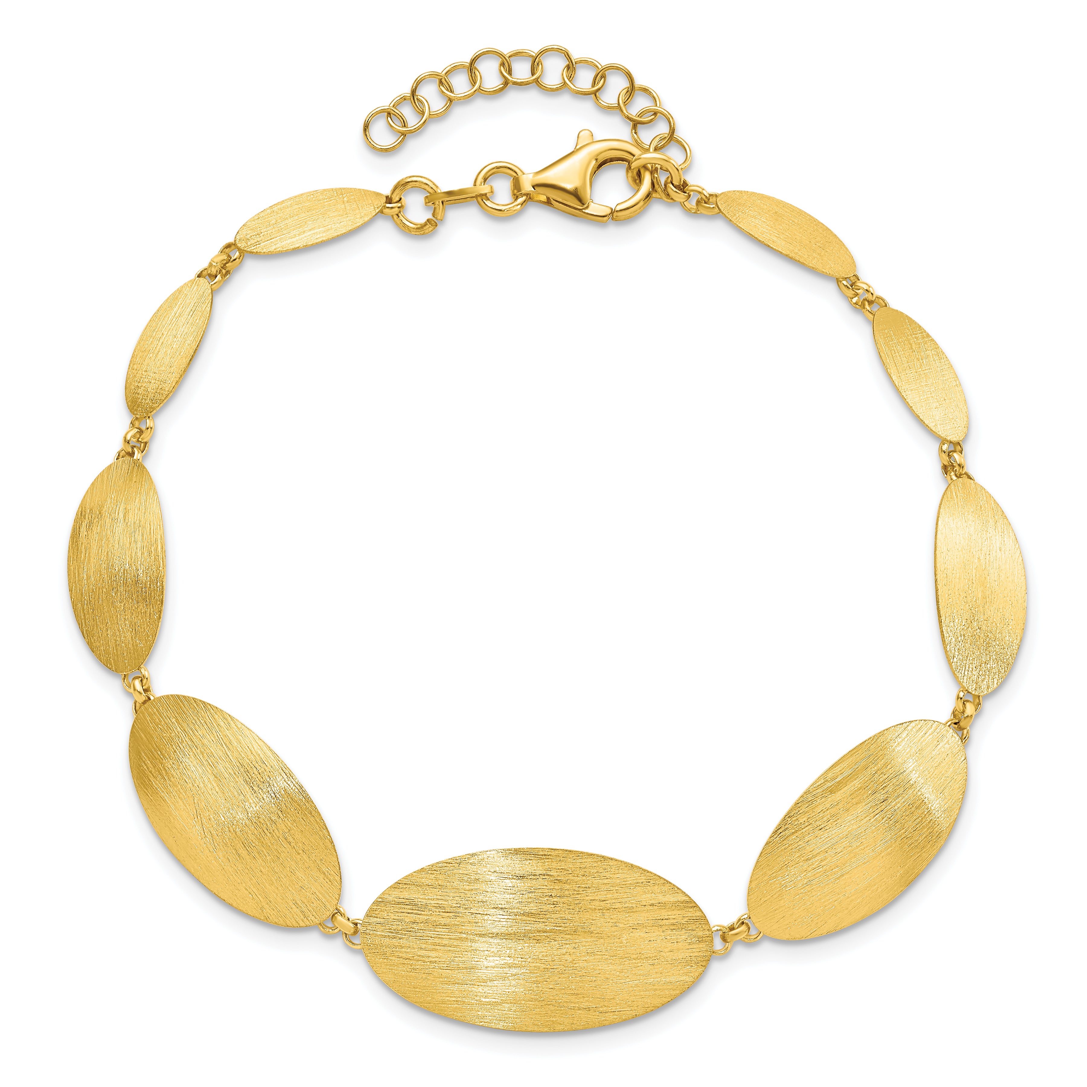 Sterling Silver Gold-plated Brushed w/ 1.25in ext. Bracelet