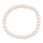 6-7mm White Semi-round Freshwater Cultured Pearl Stretch Bracelet