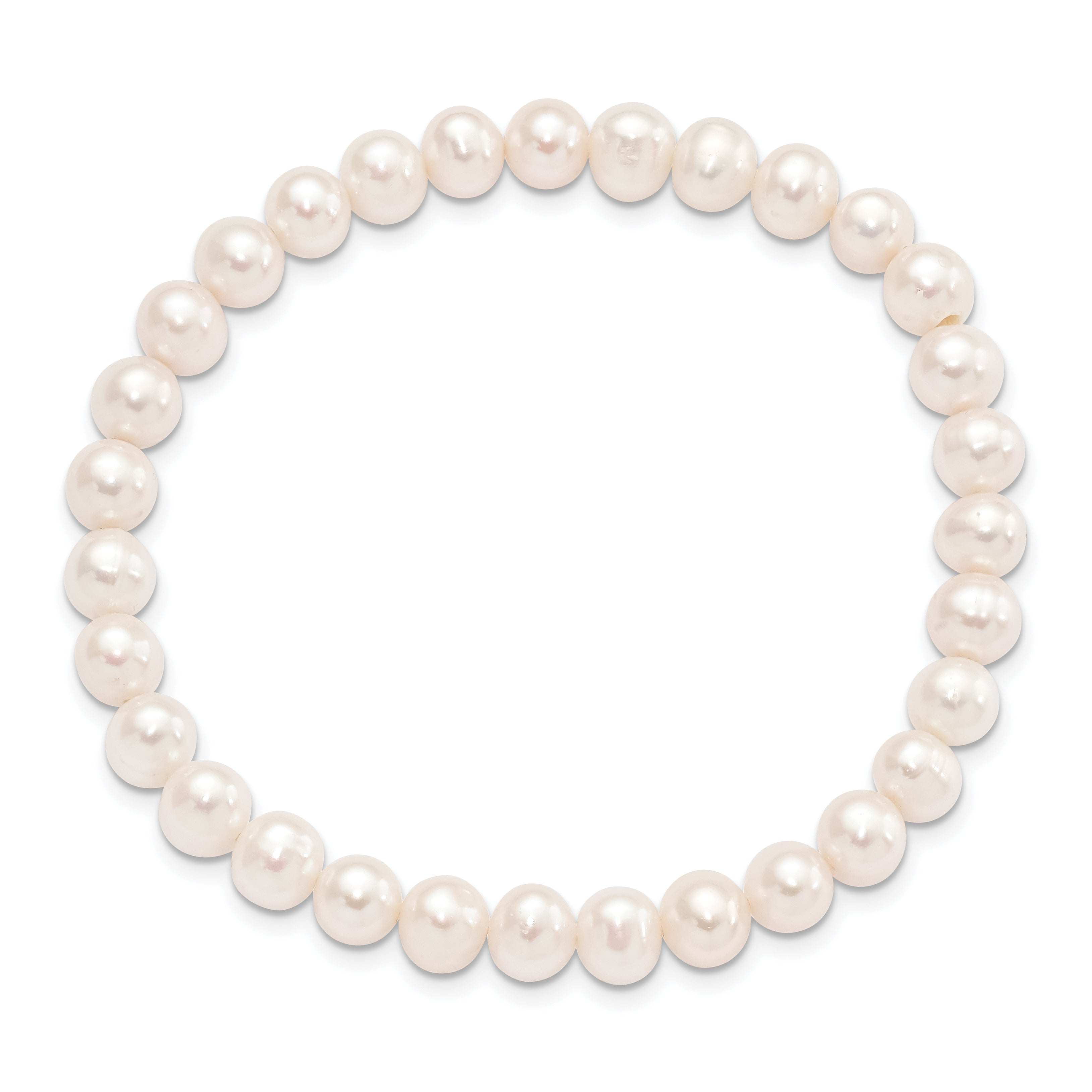6-7mm White Semi-round Freshwater Cultured Pearl Stretch Bracelet