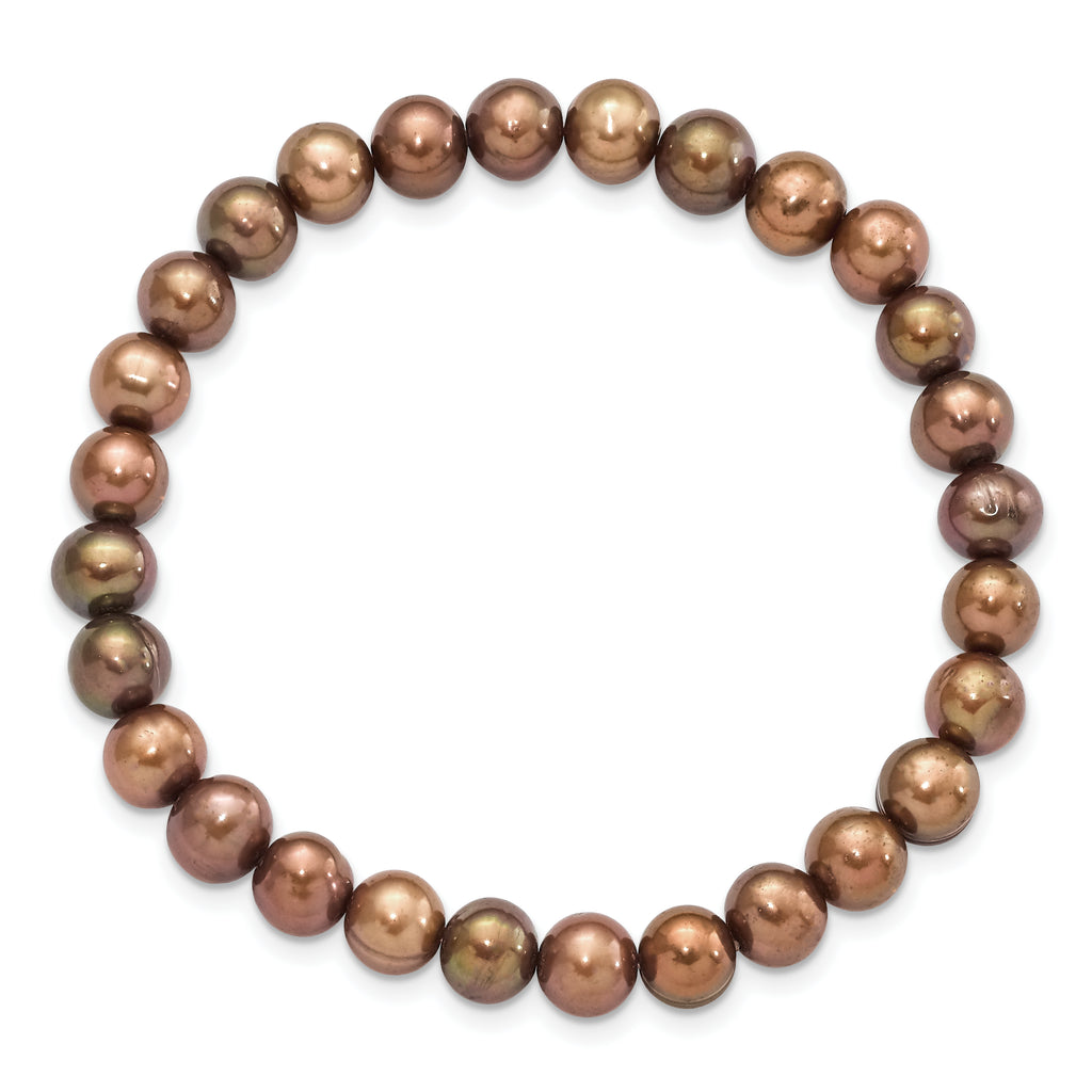 6-7mm Brown Semi-round FWC Pearl Stretch Bracelet