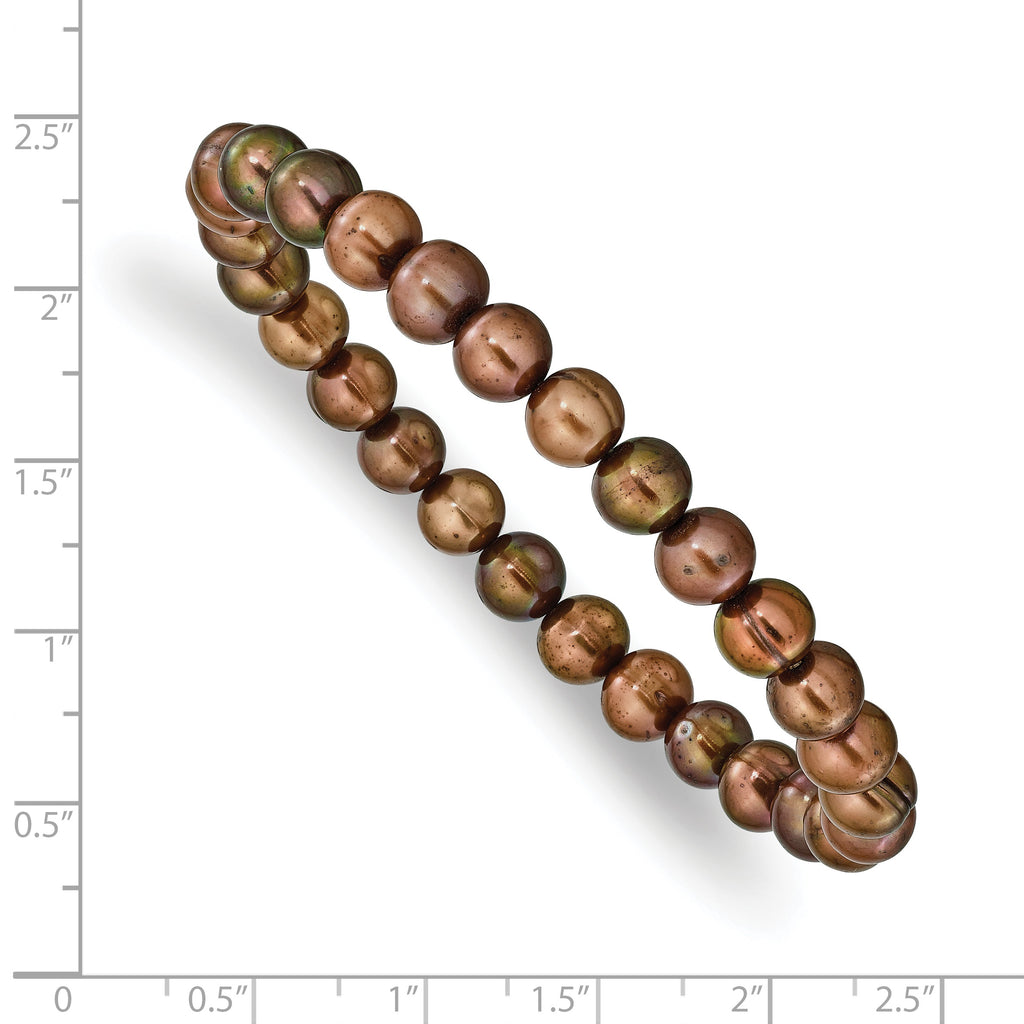 6-7mm Brown Semi-round FWC Pearl Stretch Bracelet