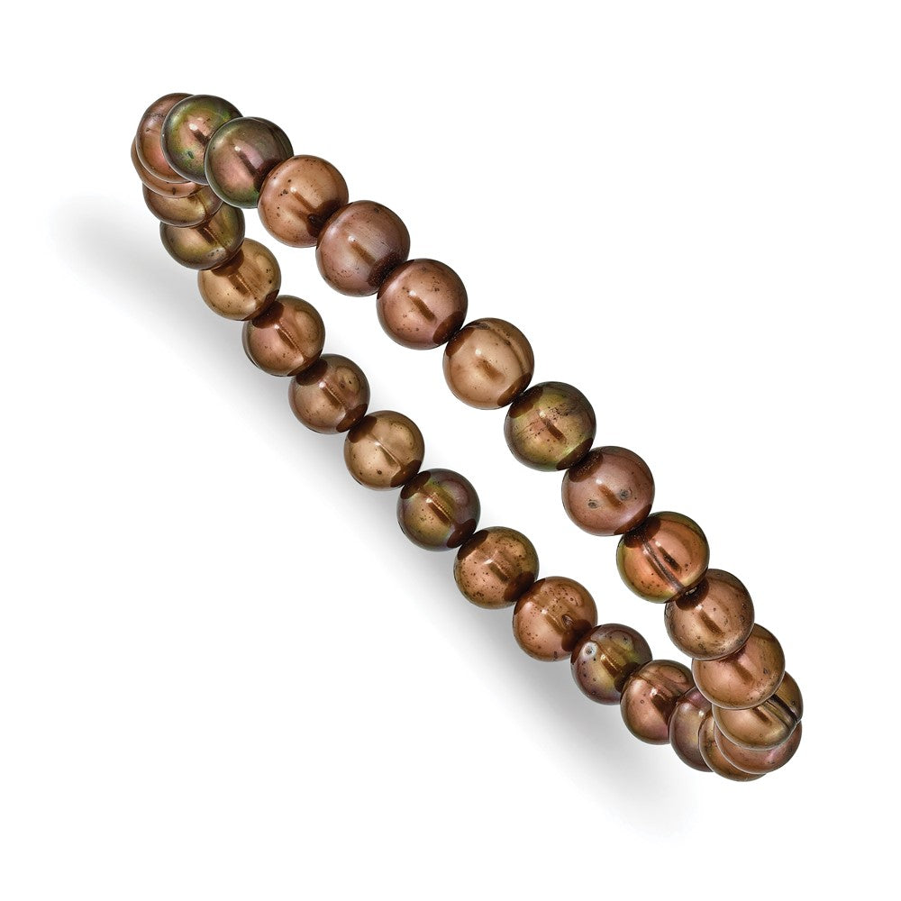 6-7mm Brown Semi-round FWC Pearl Stretch Bracelet