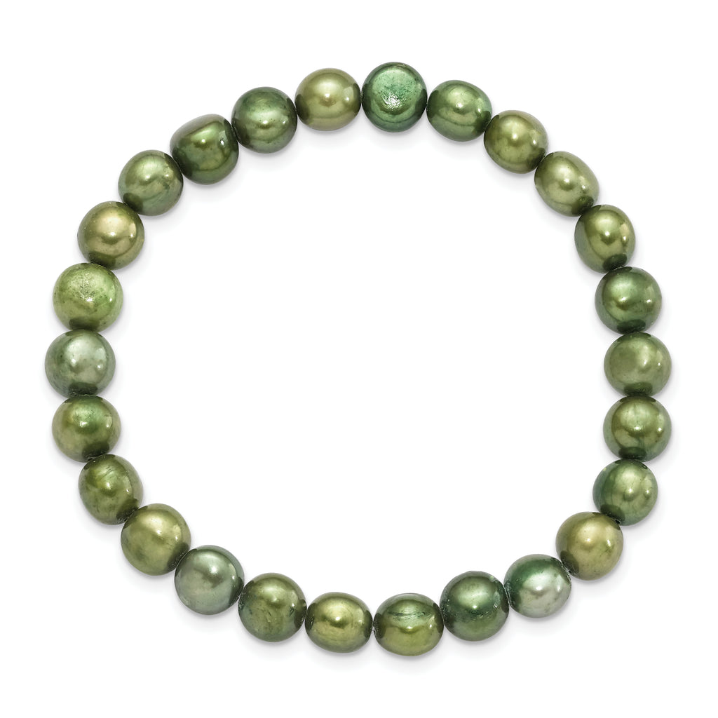 6-7mm Green semi-round FWC Pearl Stretch Bracelet