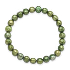 6-7mm Green semi-round FWC Pearl Stretch Bracelet