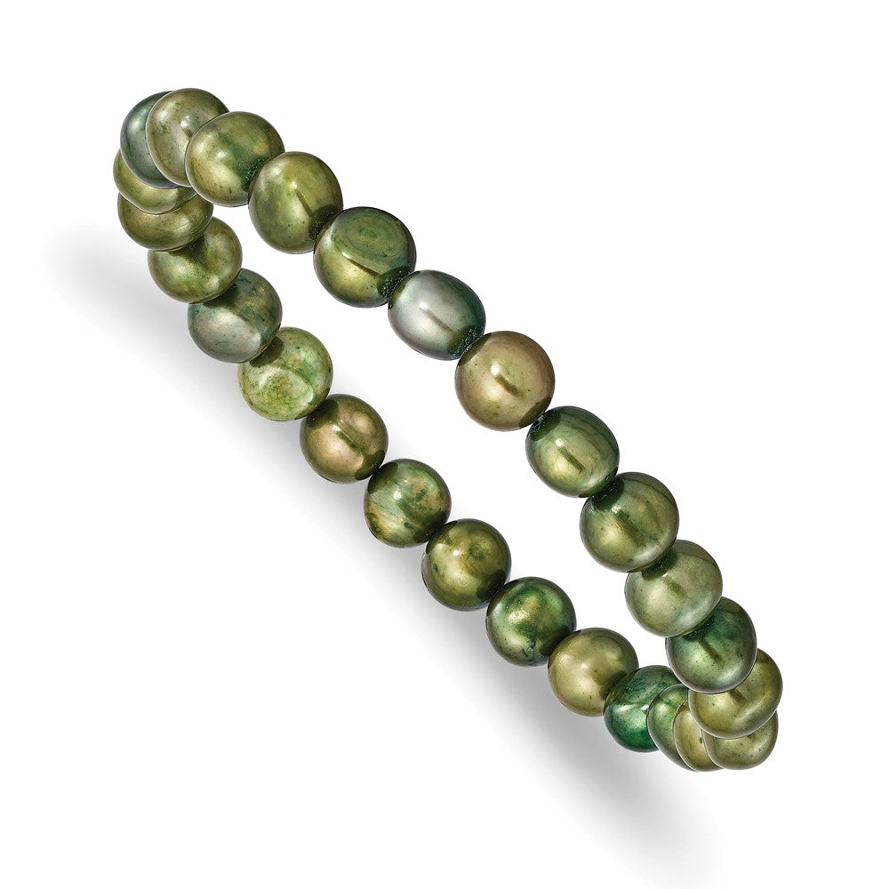 6-7mm Green semi-round FWC Pearl Stretch Bracelet